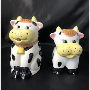 Houston Harvest Holstein Cow Ceramic Sugar & Creamer Set Country Farmhouse Decor